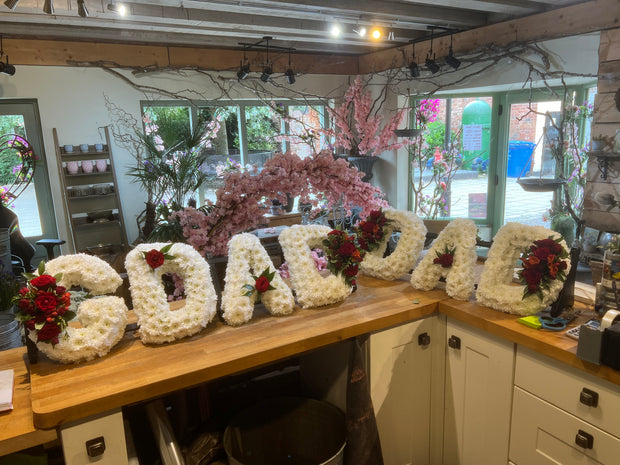 White Based Flower Letters With Colour Spray