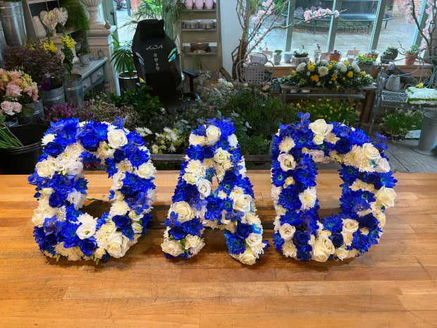 Football Team Coloured Flower Letters