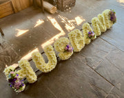 White Based Flower Letters With Colour Spray