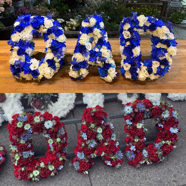 Football Team Coloured Flower Letters